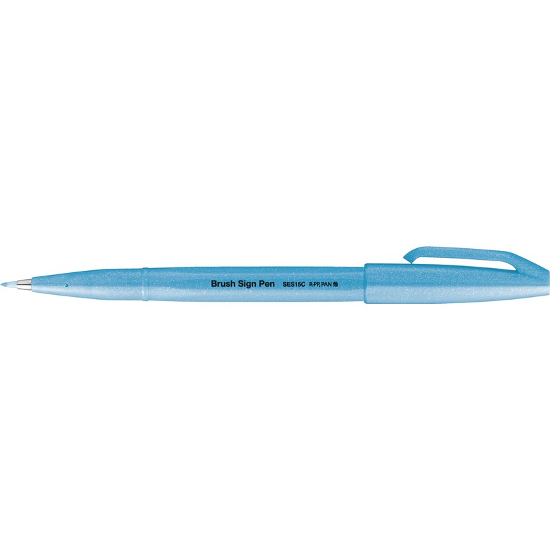 Pentel SES15C-FSX Brush Sign Pen Neon Blue Fibre Tip Brush