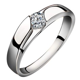 Meixao Women Mens Cubic Zirconia 925 Sterling Silver Anniversary Promise Solitaire Engagement Ring Wedding Band Bridal (K)