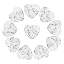 PATIKIL 10 Pcs Natural Heart Shaped Crystal Stone, 1 Inch Mini Polished Love Gemstone Crystal, Pocket Rock Engraved Worry Stones for Women Gifts Meditation, White Gray