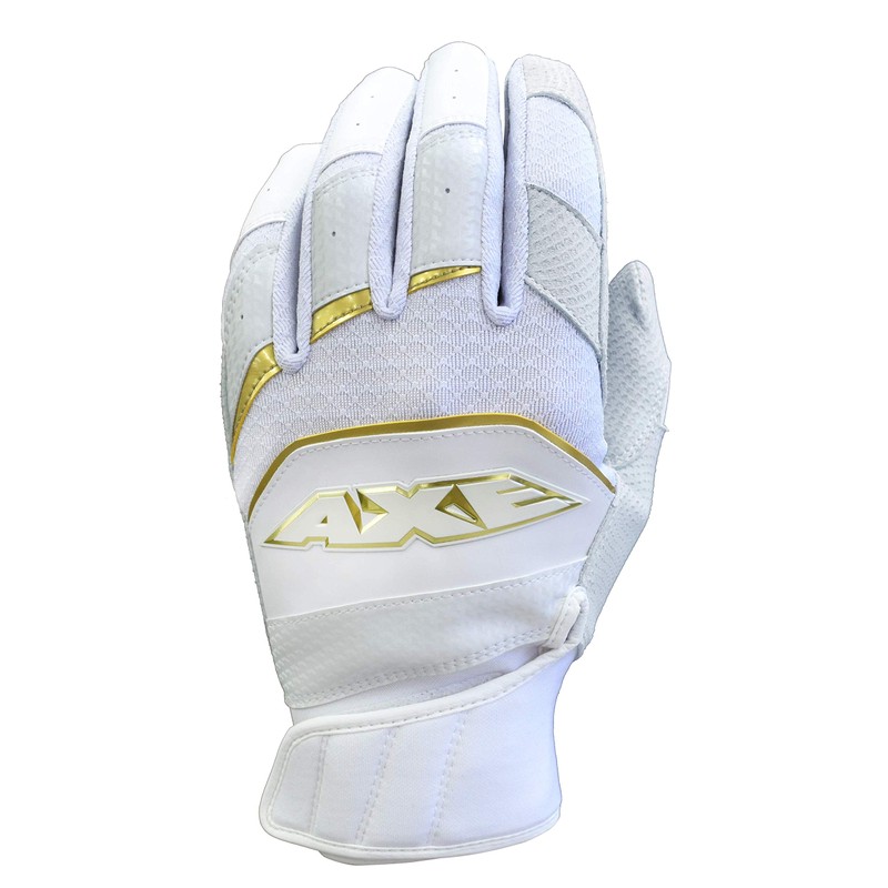 Axe Pro-Fit Batting Gloves White/Gold Cabretta Leather Adult M