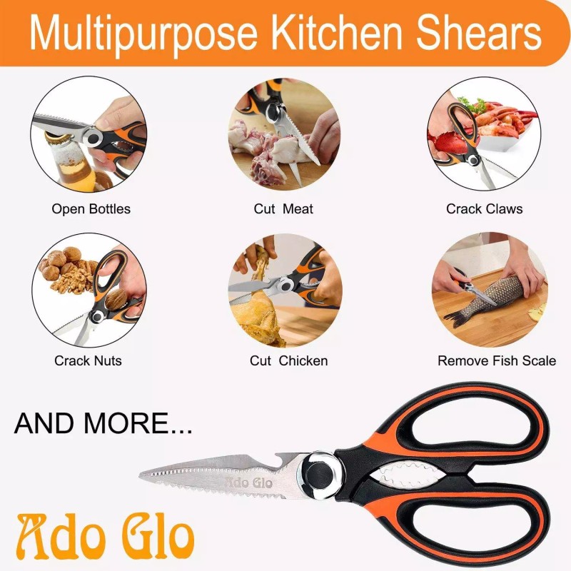 Ado Glo Kitchen Shears Scissors Heavy Duty Multipurpose for Meat