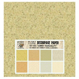 Decoupage Paper Pack (24 Sheets 6"x6") Summer Tranquillity FLONZ Vintage Styled Paper for Decoupage and Craft