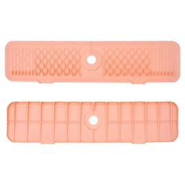 24 Inch Faucet Mat for Kitchen Sink Silicone Sink Splash Guard 5° Slope Faucet Draining Mat Dish Soap Sponge Holder Around Faucet Bathroom Gadgets Sink Accessories Drying Mats Organizer, Pink