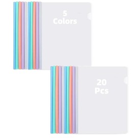 20Pcs A4 Clear Report Covers with U-Type Sliding Bar, 60 Sheet Capacity Plastic Binder Paper Protector, Report Folders with Clear Cover for Resume File Documents Presentation (5 Colors)