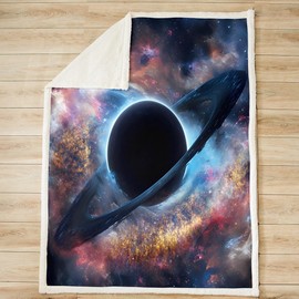 Galaxy Sherpa Blanket Black Hole Plush Blanket Chic Colorful Starry Sky Fleece Throw Blanket for Sofa Couch Bed Sci-fi Style Warm Fuzzy Blanket Ultra Soft Room Decor Throw 50"x60"