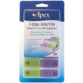 Apex 7-Day AM/PM Detach N' Go Pill Organizer 1 ea (Pack of 11)