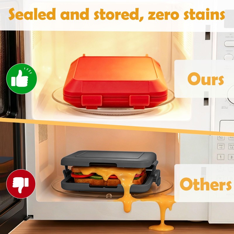 2026 Microwave Sandwich Maker, Microwave Toaster with Adjustable Silicone Strap,
