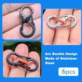 6-Piece Secure Locking Carabiner Set – Dual-Spring S-Hook Clips for Outdoor & Daily Use