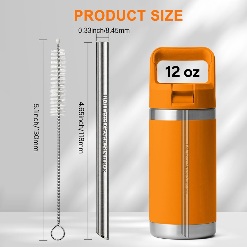 Metal Straw Replacement for Yeti Rambler Jr. Kids 12oz Bottle