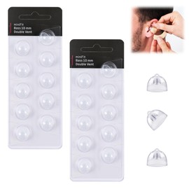 Hearing Aid Domes for Oticon - 20 Pcs Universal Domes for Oticon Hearing Aid, 10mm Double Vent Bass Domes for Moderate Elderly, Open Dome Removable Hearing Aid Eartips Compatible with Oticon Minifit
