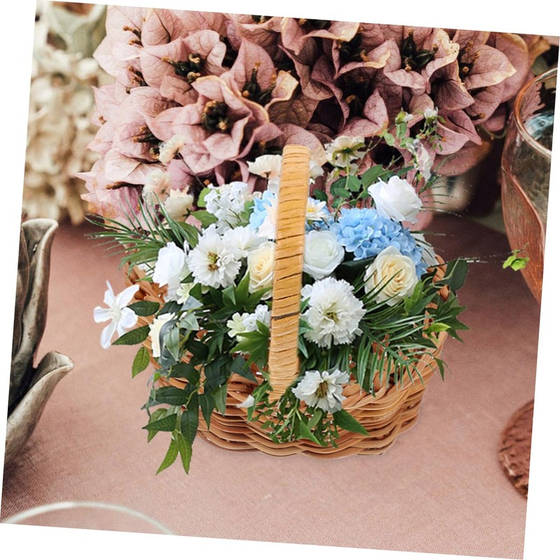 BESPORTBLE Mini Rattan Woven Basket Lightweight Picnic Flower Basket for