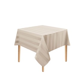 JIUZHEN Beige Striped Square Tablecloth - 54 x 54 Inches,Washable Polyester Waterproof,Stainproof and Spillproof Table Clothes for Restaurant,Party,Dining Room and Outdoor Picnic Table Cover