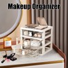 Desk Organizer with Drawer, Stackable Makeup Organizer White, Small Plastic