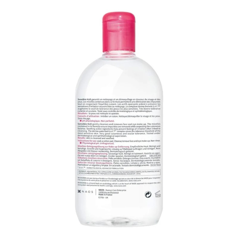 Agua Micelar Bioderma Sensibio H2o P Rosacea Sensible 500 Ml