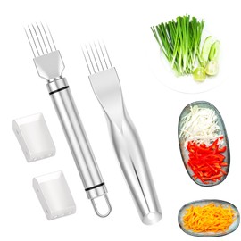 2 Pcs Kitchen Scallion Cutter 2025 Upgrade Stainless Steel Shredder Knife Green Onion Knife Food Speedy Chopper for Kitchen Cutting Vegetable Onion Garlic Cutter Gadget