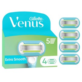Gillette Venus Extra Smooth Women's Razor Blades, 4 Replacement Blades, Reusable, Ergonomic Handpiece and Shower Holder