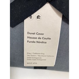 West Elm European Flax Linen King/Cal King Duvet Cover Graphite Gray NWT