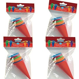 18 (3x 6pcs) Decorative School Cone, Decorative Bags, 12 cm long