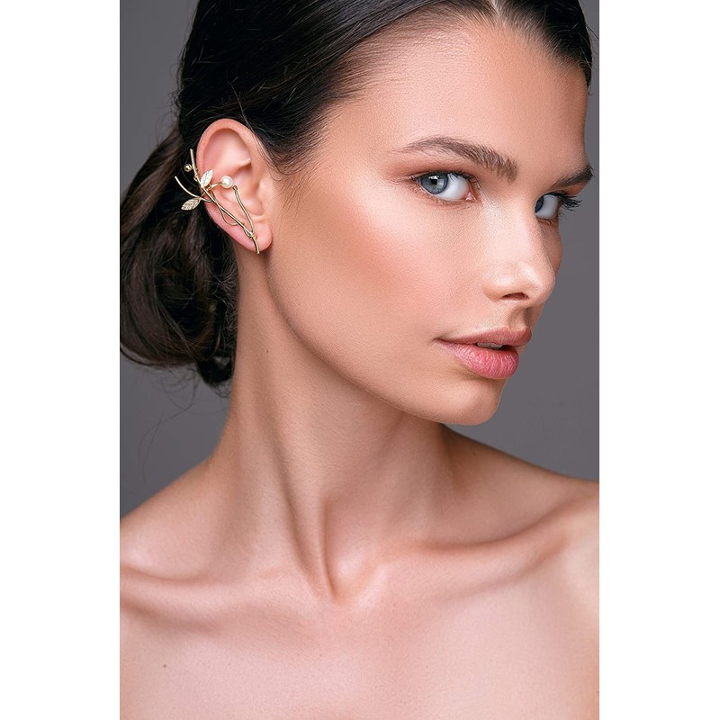 Links Gold Sterling Silver Elf Ear Cuff, Statement Earring, Wedding