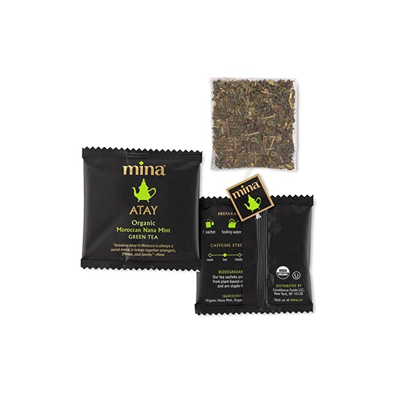 Mina Atay, bolsas de té verde menta marroquí, 15 sobres