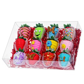RomanticBaking 10PCS 10x7x2 inches Clear Bakery Boxes for Strawberry,Cookies, Macaron,Gift Treat Boxes for Party Favors