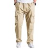 Lanesra Men's Full Elastic Waist Casual Cargo Pants Relaxed Fit