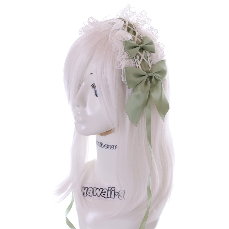 C-05-3 Light Green Maid Lolita Headband with Bow Gothic Hair