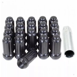 Coyote 24 x Black 6 Spline Lug Nuts 14x2 Threads 00-14 Ford F150 22+ Ford Bronco Raptor