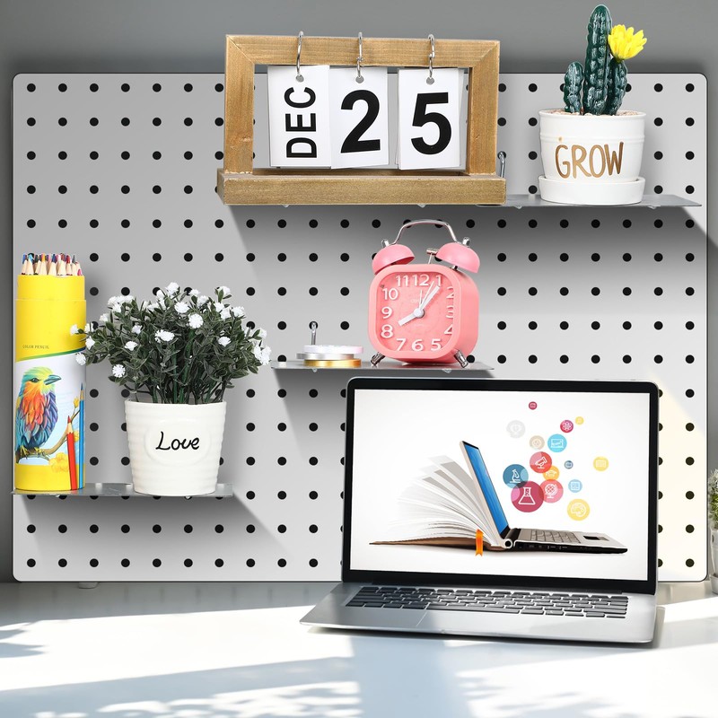 Funrous 4 Pack Pegboard Shelves Wall Organizer Peg Board Shelf