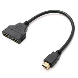 Lifepower HDMI Splitter Cable, 11.8 inches (30 cm) Length, 1080p Full HD Support, 1 Input/2 Output, HDMI Splitter, 2 Monitors Simultaneously, Gold Plated Terminals, Multiple Monitors, Distribution