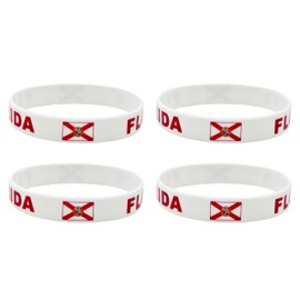 LLBFHH 4 Pcs Florida State Flag Rubber Bracelets,State Flag Silicone Bracelet, Rubber Wristbands Patriotic Decorations Gift.