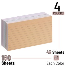 Mr. Pen- Lined Index Cards, 3" x 5", 180 Cards, Vintage Colors, Index Cards 3x5 Index Cards, notecards 3x5 Lined, Flashcards for Studying, 3 x 5 Index Cards Ruled, Flash Cards, Ruled Index Cards 3x5