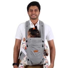 Baby Carrier Newborn to Toddler - Ergonomic, Cozy and Lightweight Infant Carrier, Effortless & Ideal for Hands-Free Parenting, Enhanced Lumbar Support (Grey)