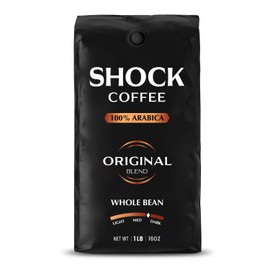 Shock Coffee Whole Bean, The Strongest Caffeinated All-Natural Coffee, Up to 50% more Caffeine. 1 pound