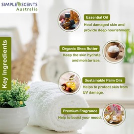 Simple Scents Australia Assorted 6 PCS Natural Soap Bars, Assorted Sweet Blossoms, 3.5oz Each Moisturizing French Triple Milled Soap Bars Enriched with Shea Butter, Pure Plant Oil Body Soap Bars