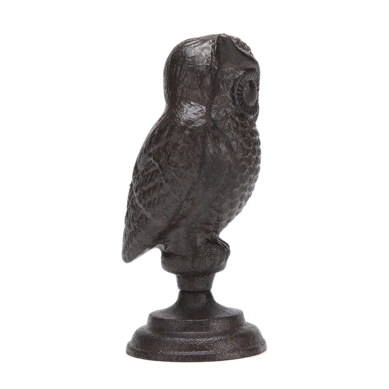 BRASSTAR Cast Iron Owl Statue with Base Smooth Details Garden