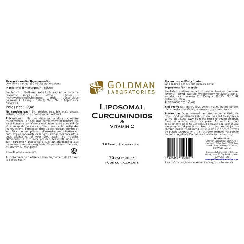 Liposomal Curcuminoids Trust from Goldman Labs– 30 Vegetable Capsules with