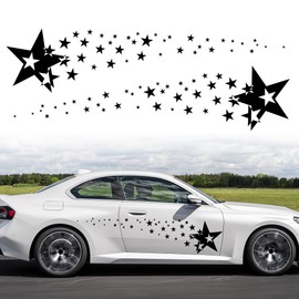 TOMALL 1 Pair 62.6'' Stars Graphics Vinyl Decals for Car Body Door Sides Universal Waterproof Stars Stickers Decoration for Vehicles SUV Truck Off-Road Home Wall (Black)