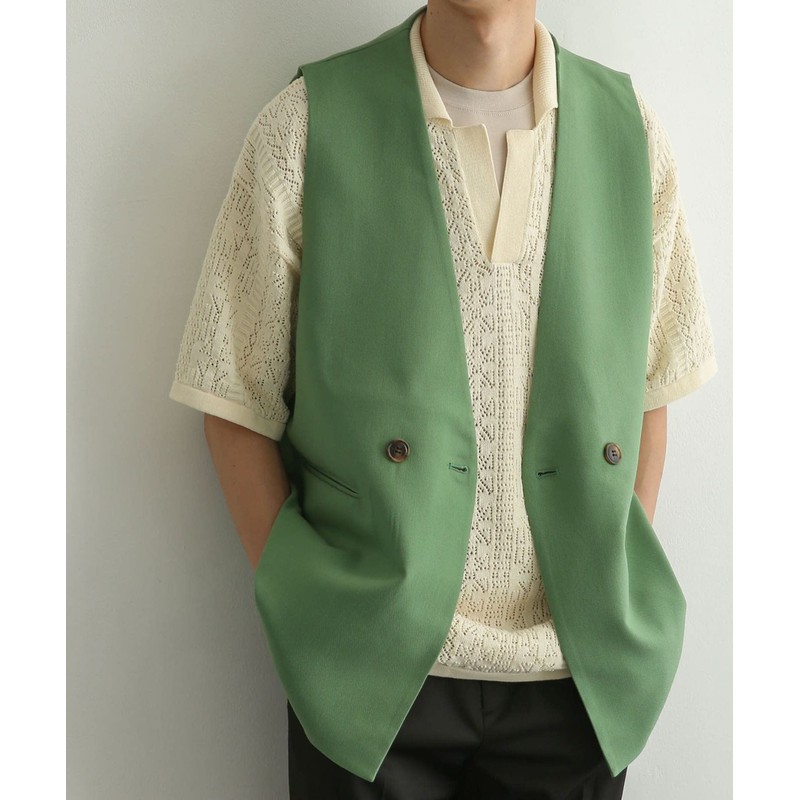 Sense of Place AA26-17A008 Men's Double Tailored Vest, green