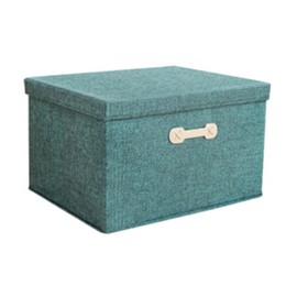 Molizhi Foldable Storage Box with Lid Cotton and Linen Storage Box with Lid Cube Clothes Storage Box Bedroom Closet Storage Box with Lid Handle Storage Box (Green, 35 * 28 * 18CM)