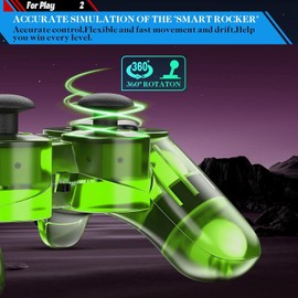 Wired Controller for PS2 Double Shock, 2 Pack Gamepad Remote Compatible with Play Station 2 (Clear Purple and Clear Grean)