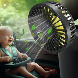 Car Seat Fans for Backseat Kids, USB Powered Car Backseat Fan for Car Rear Seat Baby Kids(No Battery)