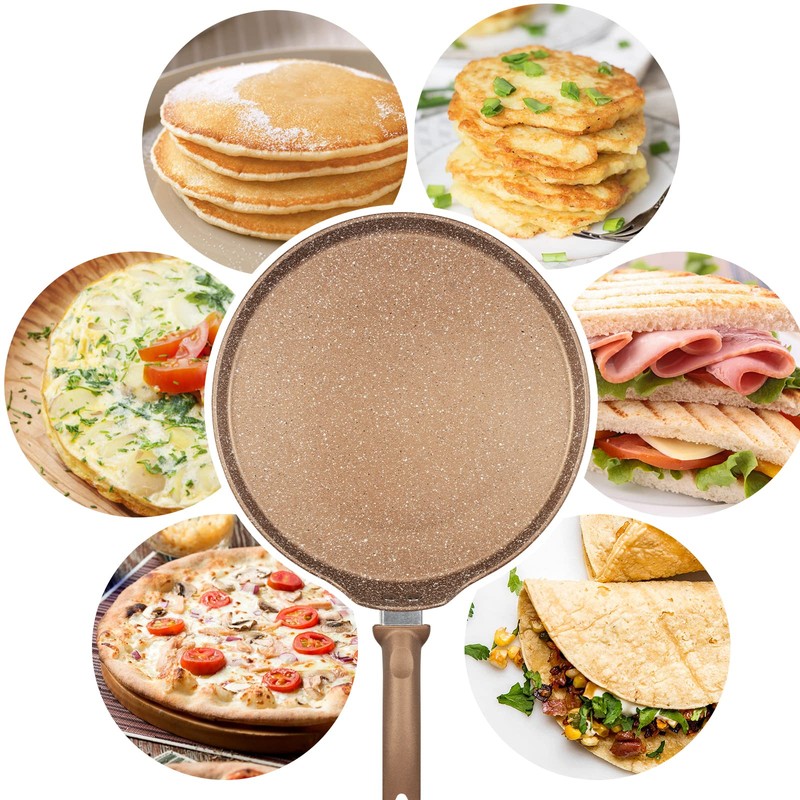 Innerwell Nonstick Crepe Pan, Granite Coating Flat Skillet Dosa Tawa