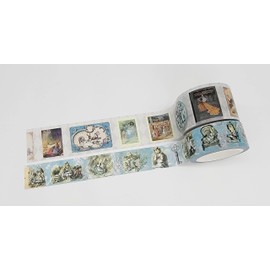 Serenity Fair - Blue Alice Adventures in Wonderland Washi Tape Washi Tape Set, Repositionable Decorative Tape Rolls, 2 Extra Long Washi Tape, 10 Meters (394 Inches) Long Per Roll