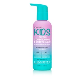 GIOVANNI Eco Chic KIDs Leave-In Conditioning & Styling Elixir - Kids Leave In Conditioner, Leave In Conditioner For Kids, For Smooth Delicate Hair Types, Salon Quality, Vegan - 4.5 Fl Oz