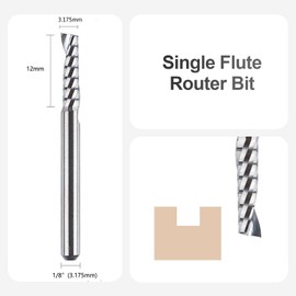 SpeTool Pack of 5 Aluminium Milling Cutters 3.175 mm (1/8 Inch) Shank Single-Flute CNC Milling Cutter Wood Solid Carbide Milling Cutter 12 mm Cutting Length End Mill for Aluminium and Plastic