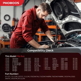 PHOBOOS Power Steering Pump Compatible with Ford & Mercury - 1990-2006 - F-100 Ranger, Ranger, Explorer, Aerostar, Sable, Taurus, Windstar, Sable, with Outlet & Reservoir, Ref. 20-7271