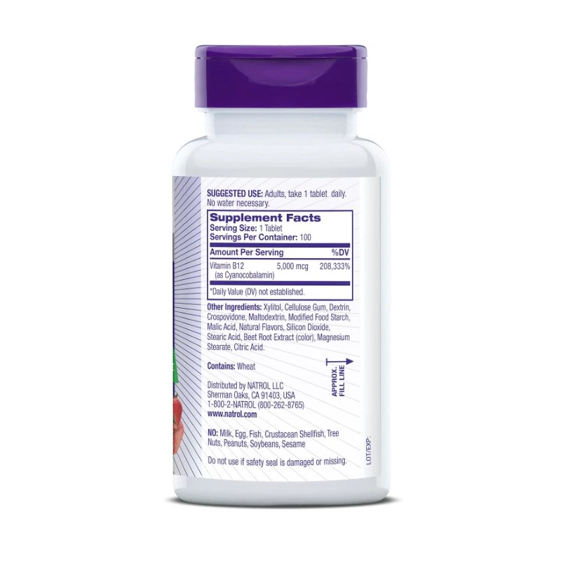 Natrol Vitamin B12 5000mcg Fast Dissolve 100 Tabs Energy Nervous