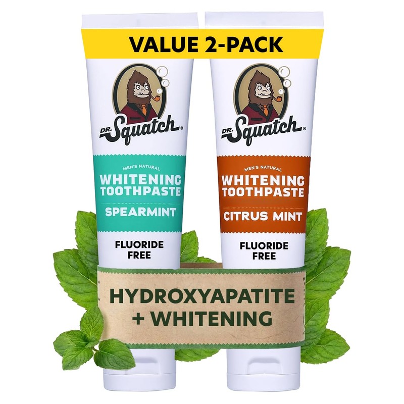 Dr. Squatch Hydroxyapatite Toothpaste Whitening - Natural, Fluoride-Free Toothpaste -