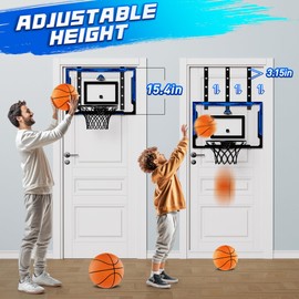24" x 16" Indoor Large Basketball Hoop Toy - Upgraded Adjustable Height Basketball Hoop Over The Door with Complete Accessories, Basketball Toys Christmas Birthday Gifts for Kids & Adults
